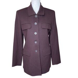 Morgan Taylor M.T. Studio Burgundy 100% Wool Button Down With Blazer Size 6